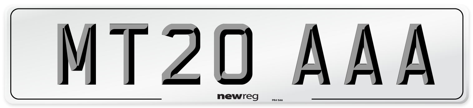 MT20 AAA Number Plate from New Reg